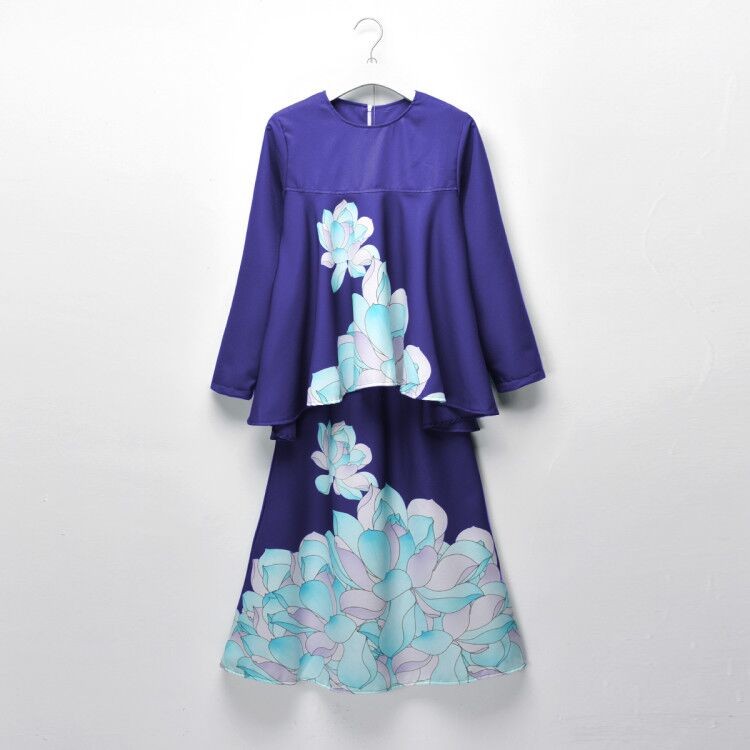 LNICE Minaz Inspired Floral Peplum Kurung 1y, 2y Minaz2018 Purple
